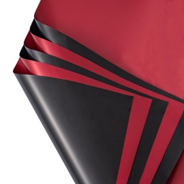 LeZakaa 20 Sheets Flower Wrapping Paper - Waterproof Reversible Floral Bouquet Paper - Black and Burgundy Design for Mother's Day, Parties, Birthdays, Weddings, Graduations, Valentine's Day