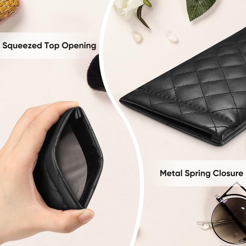 Fintie Eyeglasses Pouch with Cleaning Cloth, Portable Squeeze Top Vegan
