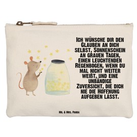 Mr. & Mrs. Panda Make-Up Bag Mouse Stars, White, Hand drawn