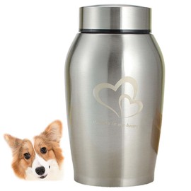 ZHYUAN Stainless Steel Pet Urn, Urn for Dogs and Cats, Pet Memorial Urn, Portable Pet Urn, Stainless Steel Animal Urn, Suitable for Dogs, Cats and Other Small Animals (Silver)