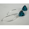 Peacock Blue Quartz Trillion Sterling Silver Earrings