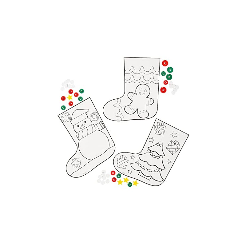 Color Your Own Christmas Stocking with Buttons Craft Kit, Makes
