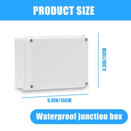 Vegena Waterproof Junction Box, Surface-Mounted Waterproof IP65, Surface-Mounted Junction Box, Large, ABS Junction Box, Flush-Mounted for Wet Rooms, Floor, Electrical Connection Box Outdoor (150 x 110