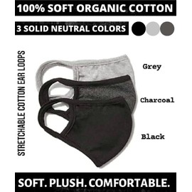 Cotton Face Mask - Made of Premium Organic Cotton, Reusable Washable Soft Cotton Cloth Face Mask, Ideal for Adults & Teens (3 Pack)