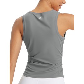 baleaf Women's Workout Tank Tops Sleeveless Athletic Gym Shirts Fitted Crop Tops Yoga Tennis Running Dark Gray S