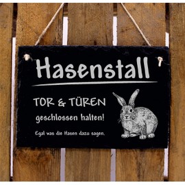 Slate Sign Engraved – HASENSTALL Tor & Türen geschlossen halten – Stable Board Rabbit Door Sign 22 x 16 cm | Dekolando Home Accessories