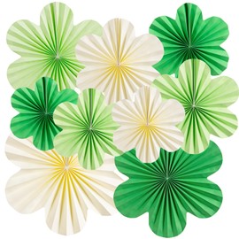 EASY JOY Pack of 9 Delicate Green Paper Fans Decoration Paper Flowers for Hanging Tenderness Flowers Paper Party Decoration Set for Wedding Birthday Decoration Table Decoration Baby Shower Spring
