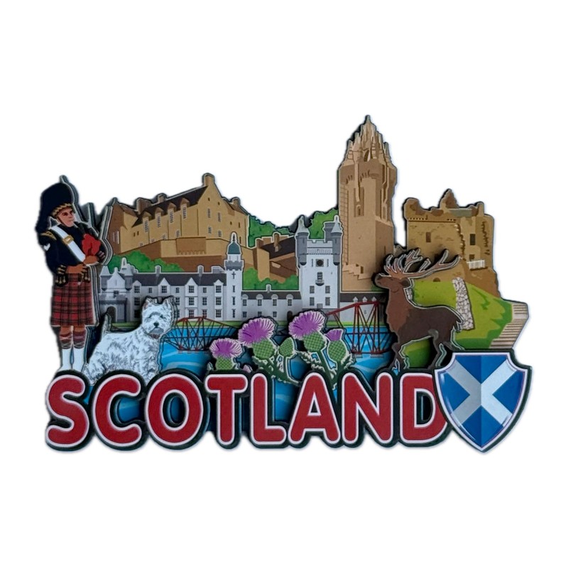 LILAJ Scotland Fridge Magnet Set Scottish Souvenirs Featuring Edinburgh Castle,