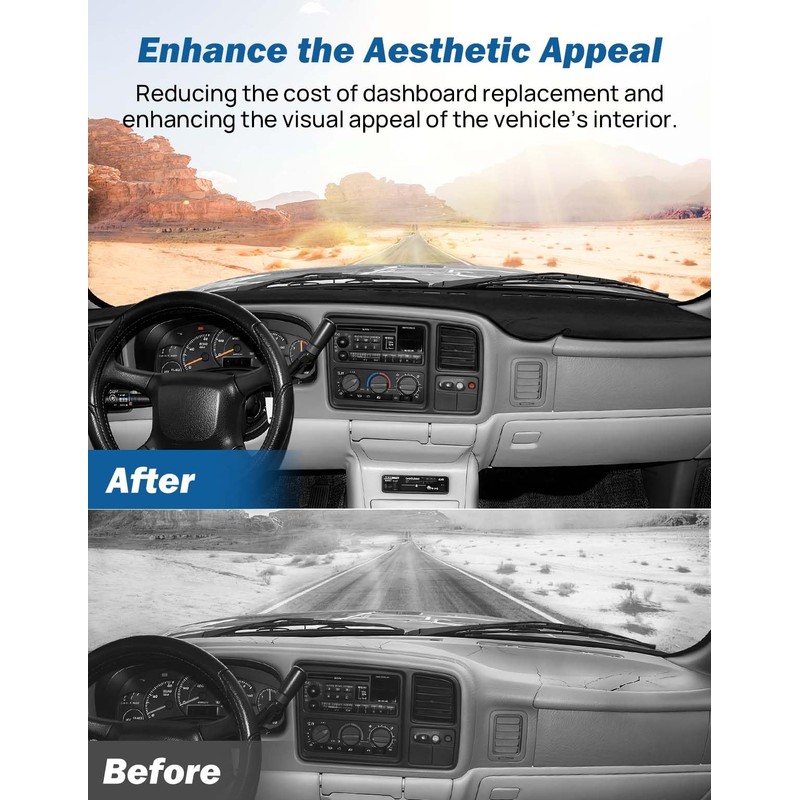 JOYTUTUS Dash Cover Dashboard Cover Mat Compatible with 1999-2006 Silverado/Sierra