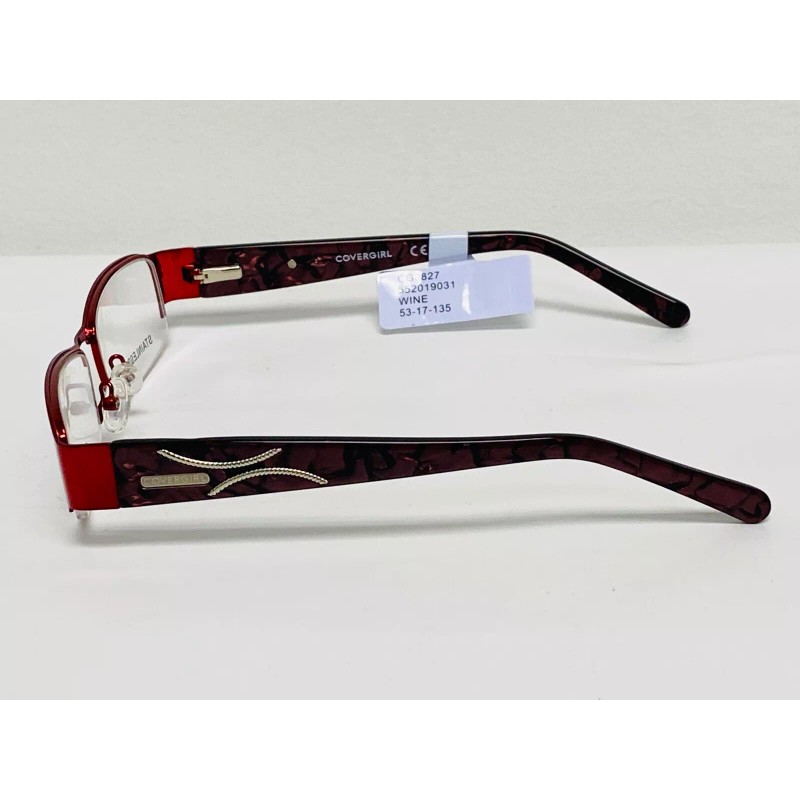 COVERGIRL Womens Covergirl Eyeglasses CG827 Red Half Rim Frames 53