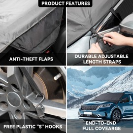 SLOGENTO Windshield Cover for Ice and Snow for Kia Carnival 2022-2025 600D Oxford Defense Van Accessories Windshield Snow Cover Winter Sag-Proof Frost Protector for Minivan