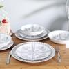 Yinshine Melamine Dinnerware Set, 12pcs Embossed Plates and Bowls Sets,