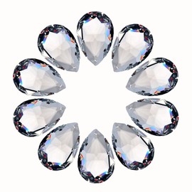 LoveUnited 10pcs Crystal Pendants 1.5"/38mm Crystal Suncatcher - Rainbow Maker Crystal, Hanging Crystals Prisms for Windows, FengShui, Hanging Ornament for Decoration, Chandelier Crystals Replacement