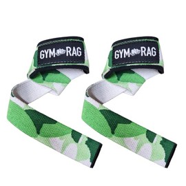 GYM RAG Weight Lifting Straps- Anti Slip, 20inch Long Gym Wrist Straps- 5MM Neoprene Padded Hand Straps for Weights- Heavy Duty Wrist Support for Powerlifting,Deadlifting,Fitness etc (Camo Green)
