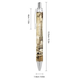Vintage Paris Eiffel Tower Retractable Ballpoint Pen Fine Point Blue Inks for Men Women Diary Pens 4 PCS