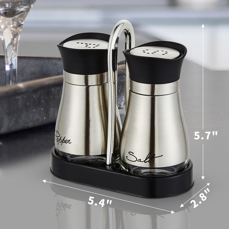 Lonffery Salt and Pepper Shakers Set, Stainless Steel Salt Containers