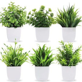 ILZSX 6 Plantas Artificiales Mini macetas,Mini Planta de plástico, Flor Verde en Maceta Falsa, Adecuado para la Familia, Oficina,Escritorio, baño decoración del Hotel. Exquisito Regalo de casa Nueva