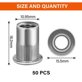 M8 Rivet Nut, Stainless Steel 304 Flat Head Insert Nutsert, 50 PCS