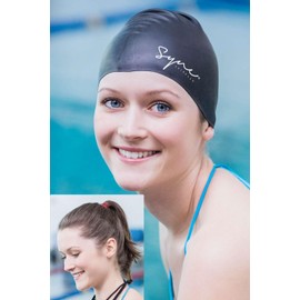 Sync Silicone Long Hair Swimming Cap (Black)