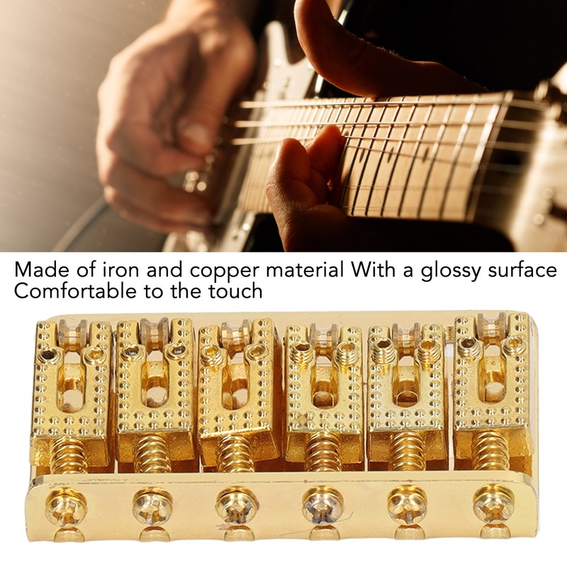 Electric Guitar Bridge 6 Strings 65mm Glossy Metal Guitar Hardtail