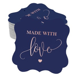 Inkdotpot Hang Tags Made With Love Wedding Favor Bracket Shape Gift Tags Real Rose Gold Foil Bonbonniere Tag Pack Of 100