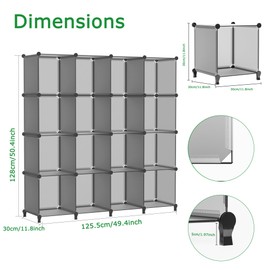 FUNLAX Cube Storage Organizer, Cube Storage Shelf, Cubical Storage Shelves, Cube Organizer, Modular Storage Cube Suitable for Bookself, Clothes, Closet Organizers and Storage (Light Grey, XXL)