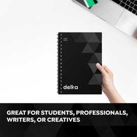 delka A4 Wirebound Notebooks, Ruled Pages, Durable Spiral Binding, Premium Quality Paper for School, Office, and Note-Taking Versatile (Black, Pack of 1)