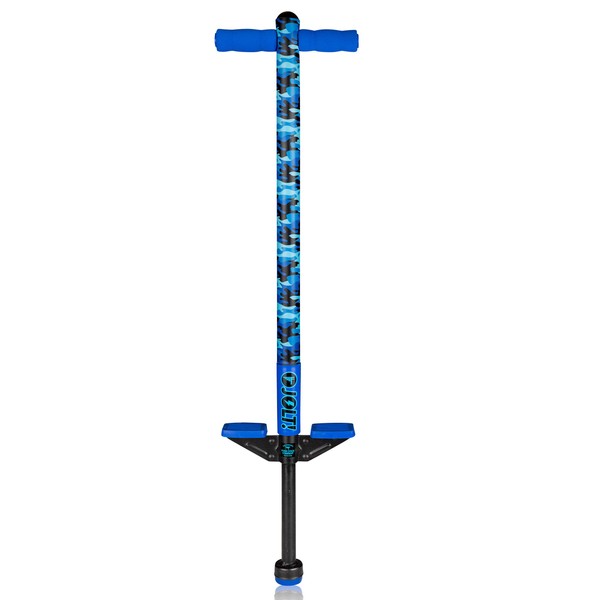 Flybar Foam Jolt Pogo Stick for Kids Age 5 and Up, Between 40 to 80 Pounds, Beginners Kids Pogo Stick for Boys and Girls (Blue Camo)
