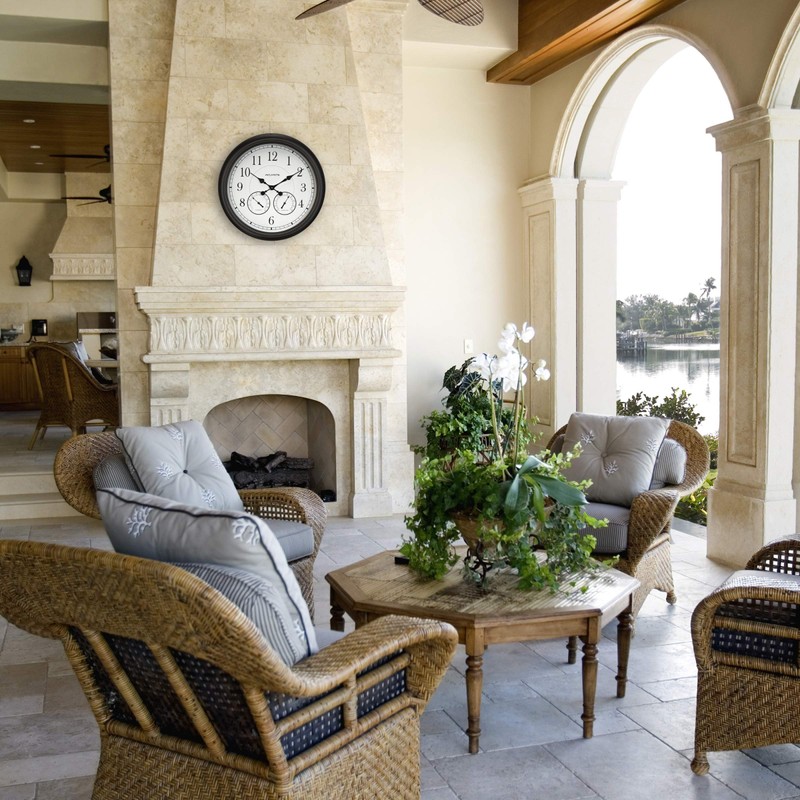 AcuRite 75473 24-inch Weathered Black Wall Clock with Thermometer and