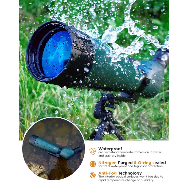 CreativeXP HD Spotting Scope with Tripod 20-60x80mm - BAK 4