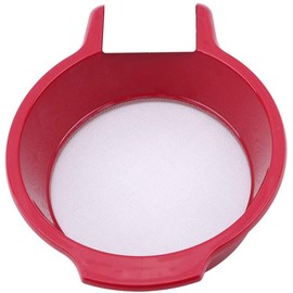 ProLeo Flour Sieve Plastic Fine Mesh Sieve with Free Scraper Very Fine Mesh Kitchen Sieve Red Very Fine Sieve Red 20 cm Diameter