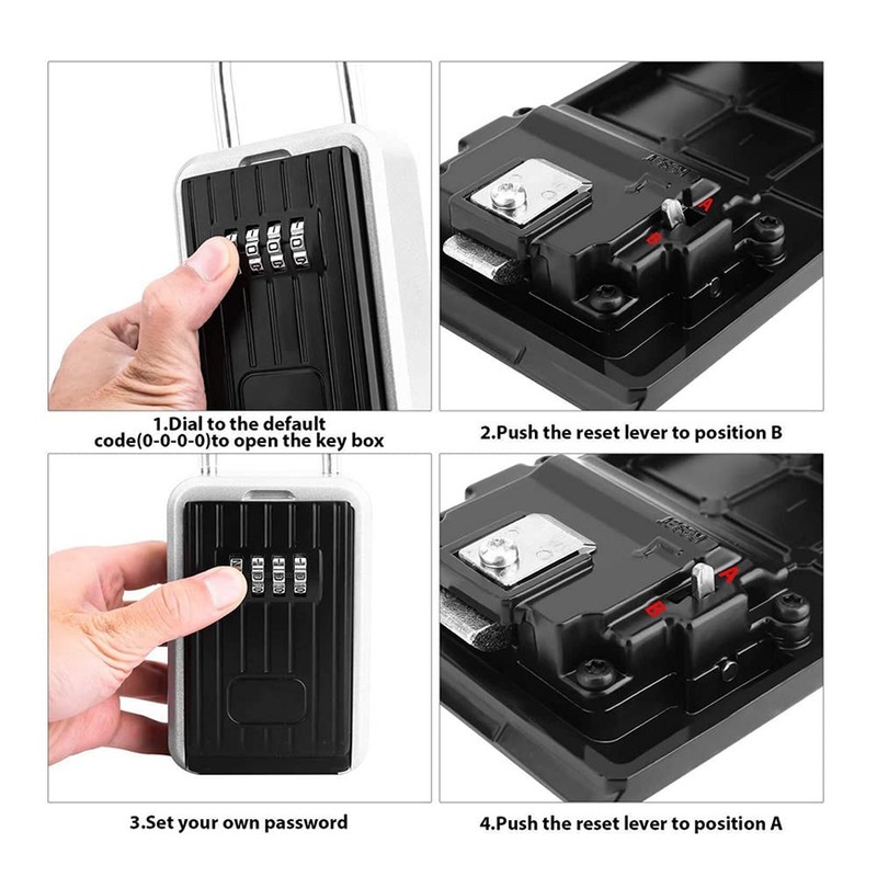 Spotact Wall Mount Key Lock Box Combination Key Padlock Aluminium