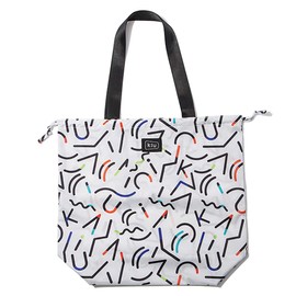 KiU K82-198 Waterproof Waterproof Tote Bag, 2-Way Eco Bag, Compact, Packable, Foldable, Cute, Stylish, Unisex, Geometric Off