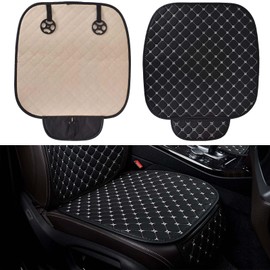 Colexy Universal Seat Covers Front Seats, Car Seat Cushion, Soft Leather Cushion with Diamond Pattern, Non-Slip Car Seat Protector, Breathable Seat Covers Front Seat for Most Cars (Black & White)