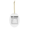 Funny Day Trader Nutritional Facts Gifts 2024 Christmas Tree Ornaments