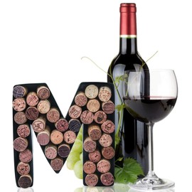 Made Easy Kit Wine Cork Holder Decorative Metal Monogram Letter for Wine Corks - Easy Mount kit Included (Letter M, 7" x 5.5" x 2")