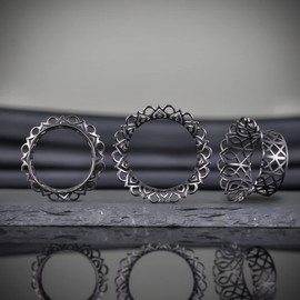 COOEAR Cool Hollow Ear Tunnels Piercing Plugs, Copper Gauges for Ear Expander Stretchers, 1 Pair 2 g to 1 Inch, Metal, Sandstone