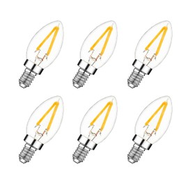 LED Night Light Bulb – C7 E12 LED Bulbs – Candelabra Light Bulbs, 1.5 Watt Equivalent 15W Incandescent Bulb, Warm White 2700K For Christmas, Party, Weddings, Garden, Backyard Non-dimmable 6pack