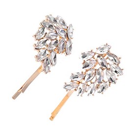 2PCS Women Lady Rhinestone Hair Clips Wing Graphics Hairpin Side Clip Bobby Pin Hair Accessories (White)