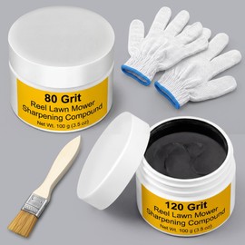 Reel Lawn Mower Sharpening Kit with Brush & Gloves, 80 Grit + 120 Grit