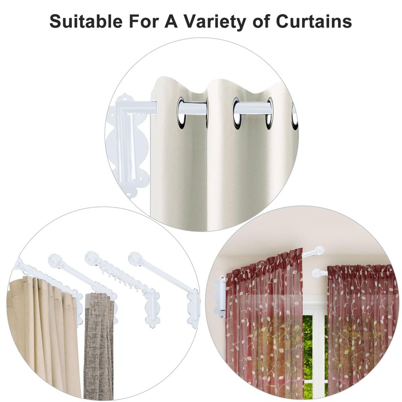 Swing Arm Curtain Rod, 47'' Long, 1.1'' Diameter, Rotate about