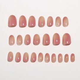 BHIDENAW Nail Tips, 24 Pieces, Nail Tips, Short, Spring and Summer, Popular Japanese Style, Cute, Simple, Stylish, Coming of Age Ceremonies, School Entrance Ceremonies, Graduation Ceremonies,