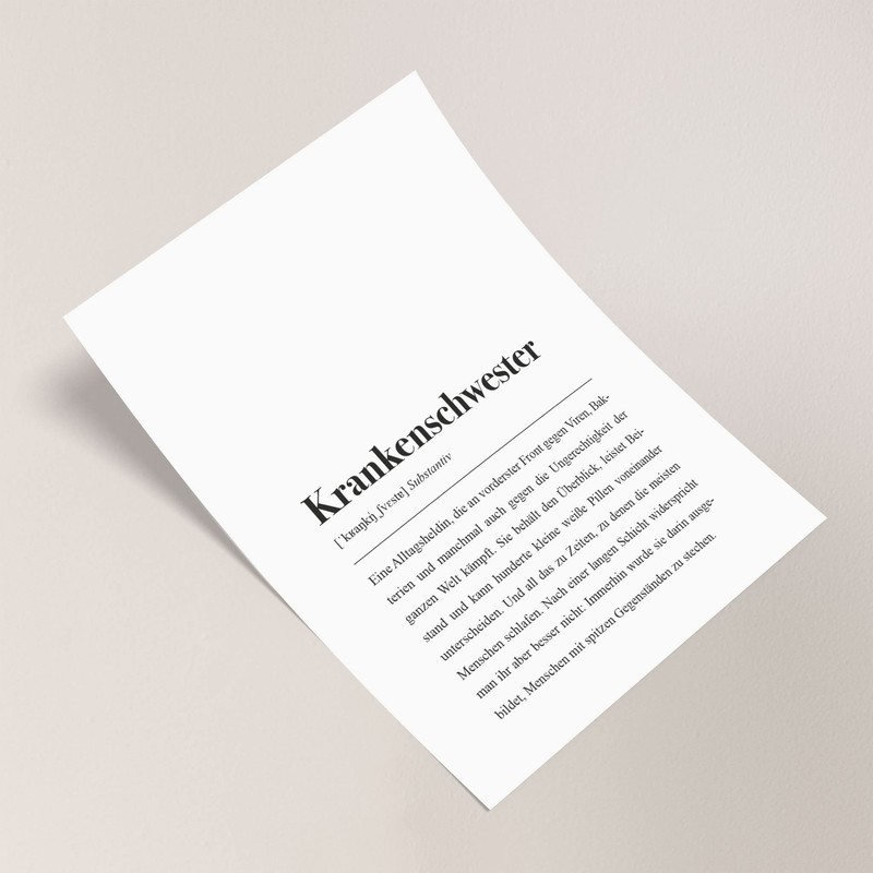 Nurse Definition: A4 Poster