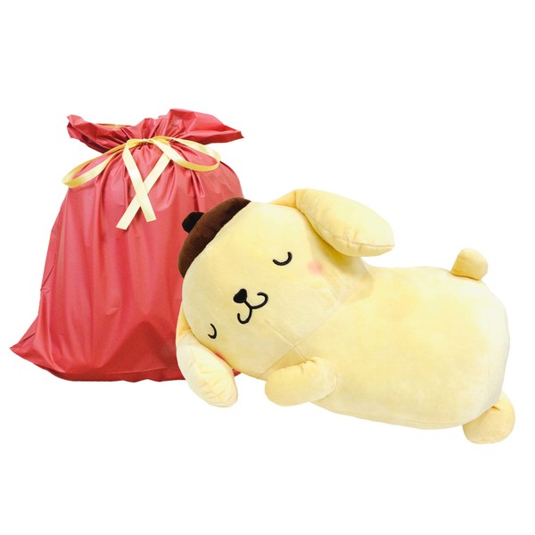 Moripilo 4620761 Hugging Pillow, For Children, Adults, Pompom Pudding, Yellow (Gift Bag Included) Approx. 17.7 inches (45 cm), Official Character Goods, Fluffy, Plush Cushion, Sanrio