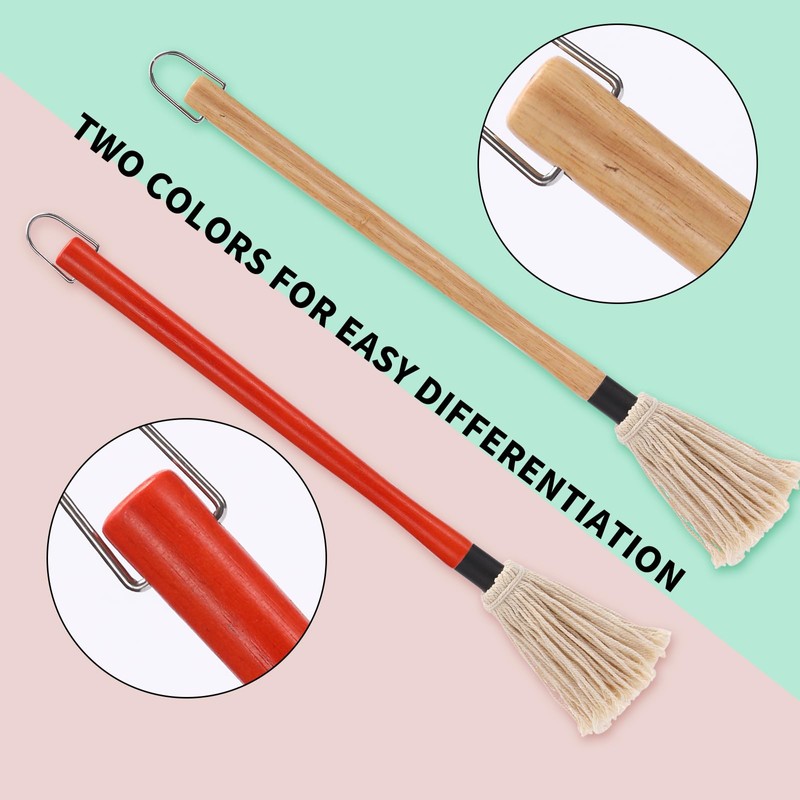 2 Pack 18 inch Grill Basting Mop with Wooden Long