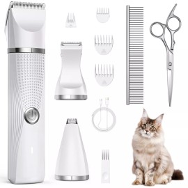 Bautrium Cat Grooming Clippers Kit for Matted Hair 3 in 1 Electric Pet Hair Trimmer f