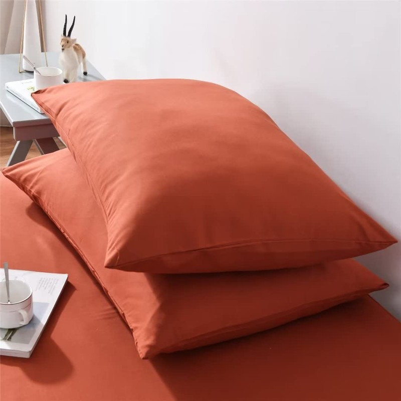 Ruccit Pillowcases 2 Pack Burnt Orange Pillowcases Soft Brushed Microfiber