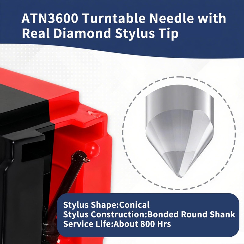 2 Pack ATN3600L Diamond Stylus Needle Replacement with Cleaning Brush,