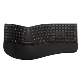 DeLUX Full Size Wireless Ergonomic Keyboard with Palm Rest, Ultra-Thin Split Keyboard, Bluetooth and 2.4G Connection, Rechargeable Battery, Natural Typing (GM909-Black)