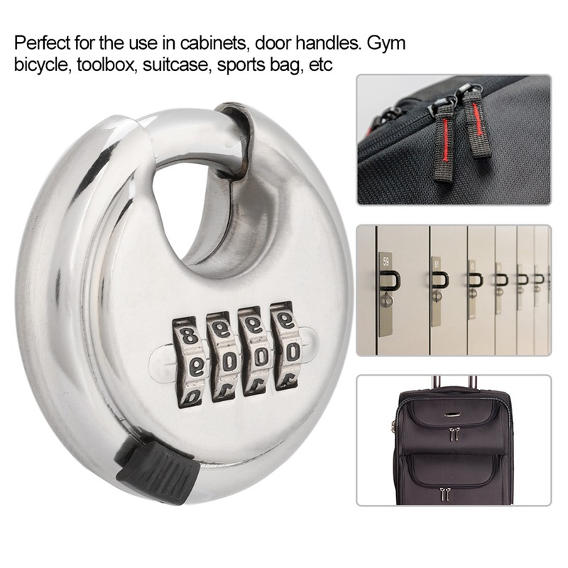 Stainless Steel Password Round Padlock Key 70mm thickened 9, 5mm